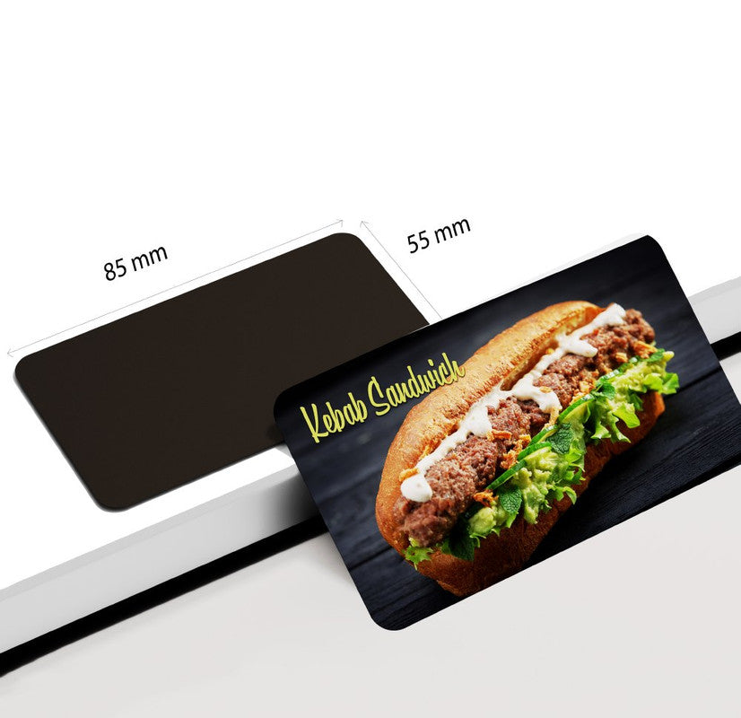 dhcrafts Rectangular Rubber Fridge Magnet Multicolor Food Kebab Sandwich Rectangular Design Pack of 1 (8.6cm x 5.4cm)